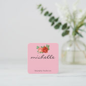 Minimalistische (roze) bloemen vierkante visitekaartje (Staand voorkant)