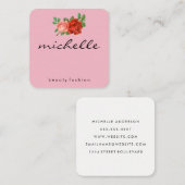 Minimalistische (roze) bloemen vierkante visitekaartje (Voorkant / Achterkant)