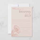 Minimalistische roze bloemenbruiloft bedankje bedankkaart (Voorkant)