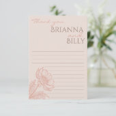 Minimalistische roze bloemenbruiloft bedankje bedankkaart (Staand voorkant)