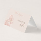 Minimalistische roze bloemenbruiloft bedankje kaart (Voorkant)