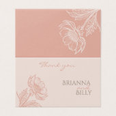 Minimalistische roze bloemenbruiloft bedankje kaart (Buitenkant ongevouwen)