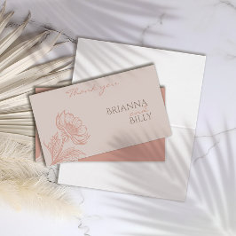 Minimalistische roze bloemenbruiloft bedankje kaart