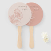 Minimalistische roze bloemenbruiloft fan handwaaier (Voorkant en achterkant)