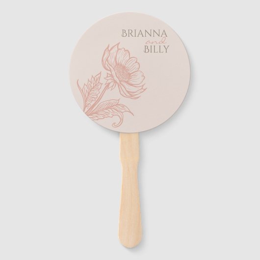 Minimalistische roze bloemenbruiloft fan handwaaier (Voorkant)