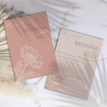 Minimalistische roze bloemenbruiloft RSVP-Kaart