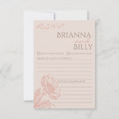 Minimalistische roze bloemenbruiloft RSVP-Kaart Bedankkaart (Voorkant)