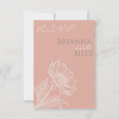 Minimalistische roze bloemenbruiloft RSVP-Kaart Bedankkaart (Achterkant)