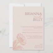 Minimalistische roze bloemenbruiloft uitnodiging (Voorkant)