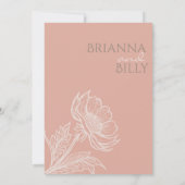 Minimalistische roze bloemenbruiloft uitnodiging (Achterkant)