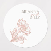 Minimalistische roze bloemenbruiloft uitnodiging labels (Design 1)