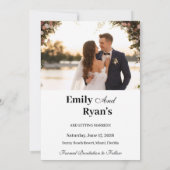 Minimalistische Roze Bloemige Elegante Trouwfoto Kaart (Achterkant)