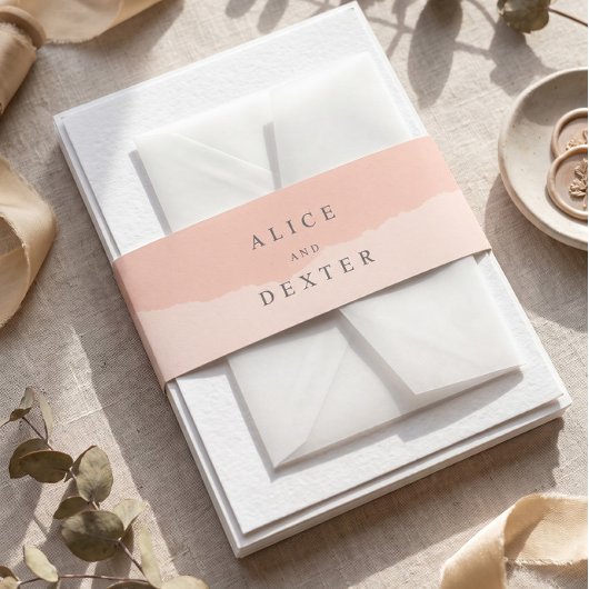 Minimalistische Roze Blush Bruiloft Uitnodigingen Wikkel