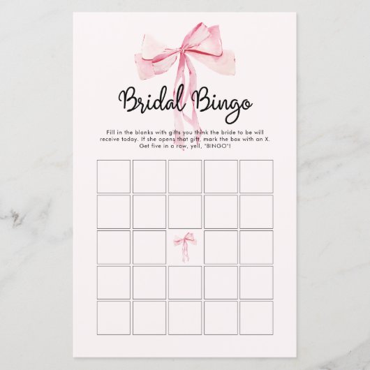 Minimalistische roze boog bruids bingo (Voorkant)