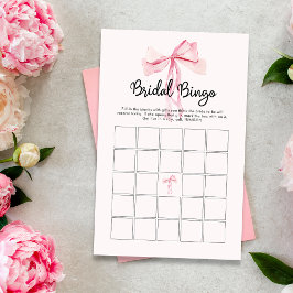 Minimalistische roze boog bruids bingo