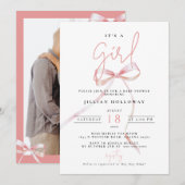 Minimalistische roze boog Het is een meisje Baby s Kaart (Voorkant / Achterkant)