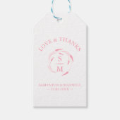 Minimalistische roze bruiloft gunst Labels Monogra Cadeaulabel (Voorkant)