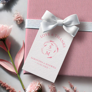 Minimalistische roze bruiloft gunst Labels Monogra Cadeaulabel