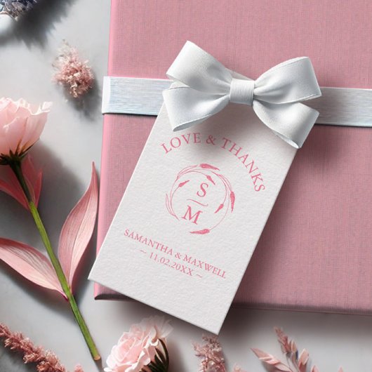 Minimalistische roze bruiloft gunst Labels Monogra Cadeaulabel