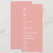Minimalistische roze bruiloft menu (Voorkant / Achterkant)