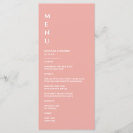 Minimalistische roze bruiloft menu