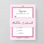 Minimalistische roze bruiloft uitnodiging buik ban uitnodigingen wikkel