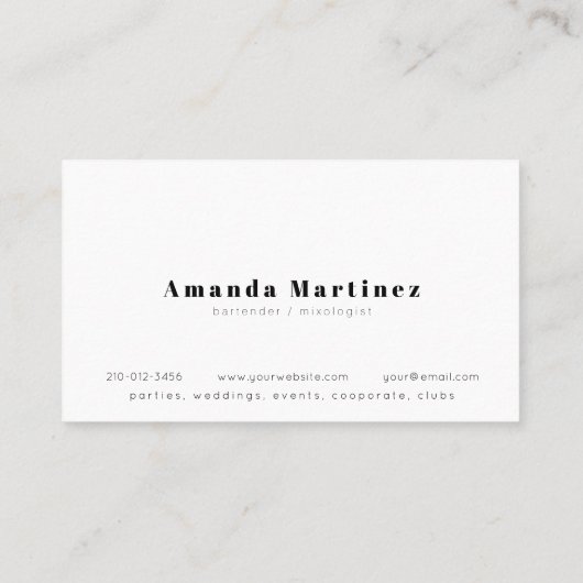 Minimalistische Roze Cocktail Bartender Mixologist Visitekaartje (Achterkant)