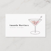 Minimalistische Roze Cocktail Bartender Mixologist Visitekaartje (Voorkant)