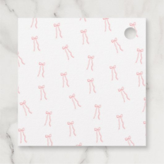 Minimalistische Roze Coquette Bow Baby shower Bedankjes Labels (Achterkant)