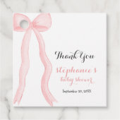 Minimalistische Roze Coquette Bow Baby shower Bedankjes Labels (Voorkant)