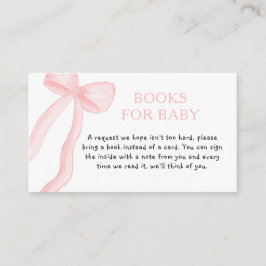 Minimalistische Roze Coquette Bow Baby shower Informatiekaartje