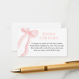 Minimalistische Roze Coquette Bow Baby shower Informatiekaartje