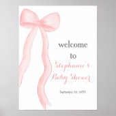 Minimalistische Roze Coquette Bow Baby shower Welk Poster (Voorkant)