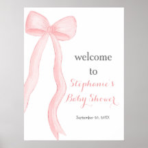 Minimalistische Roze Coquette Bow Baby shower Welk