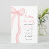 Minimalistische Roze Coquette Bow Girl Baby shower Kaart (Staand voorkant)