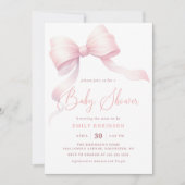 Minimalistische Roze Coquette Bow Girl Baby shower Kaart (Voorkant)