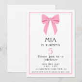 Minimalistische Roze Coquette Bow Verjaardagsmeisj Kaart (Voorkant / Achterkant)