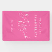 Minimalistische Roze Douane Bat Mitzvah Welkom Spandoek (Horizontaal)