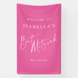 Minimalistische Roze Douane Bat Mitzvah Welkom Spandoek