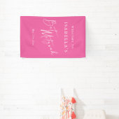 Minimalistische Roze Douane Bat Mitzvah Welkom Spandoek (Insitu)