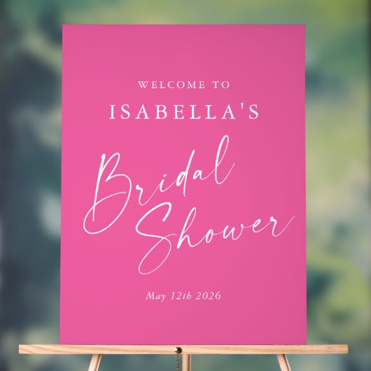 Minimalistische Roze Douche Bruid Welcome Acryl Bord (Neutraal)