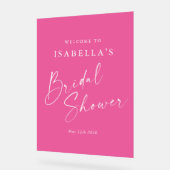 Minimalistische Roze Douche Bruid Welcome Acryl Bord (Hoek)