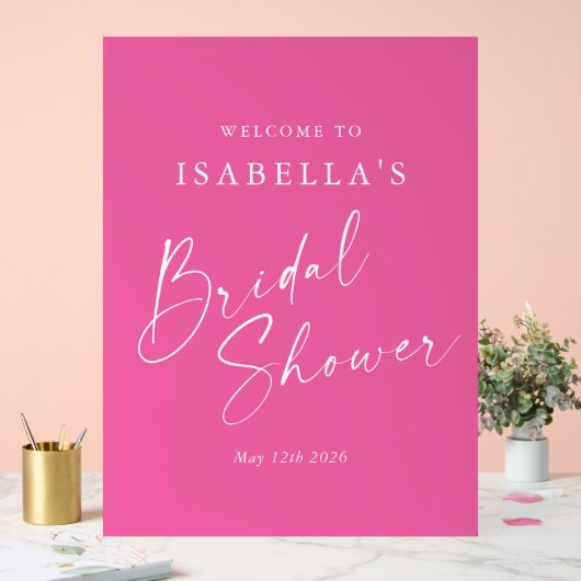 Minimalistische Roze Douche Bruid Welcome Acryl Bord (Huwelijk)