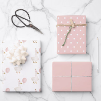 Minimalistische Roze Dwaas Gans Kinderverjaardag Inpakpapier Vel