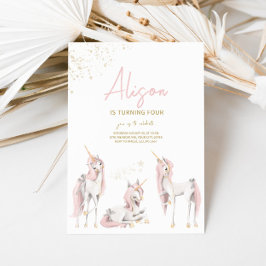 Minimalistische Roze Eenhoorn Verjaardag Uitnodigi Kaart