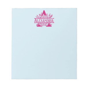 Minimalistische Roze en Blauwe Aangepaste Monogram Notitieblok