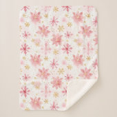 Minimalistische roze en gouden wintersneeuwvlokken sherpa deken (Voorkant)