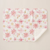 Minimalistische roze en gouden wintersneeuwvlokken sherpa deken (Voorkant (horizontaal))