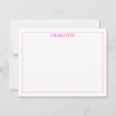 Minimalistische roze en groene strepen Classic Chi Notitiekaartje (Voorkant)