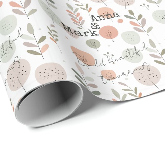 Minimalistische roze en groene tinten en moderne m cadeaupapier (Rol Hoek)